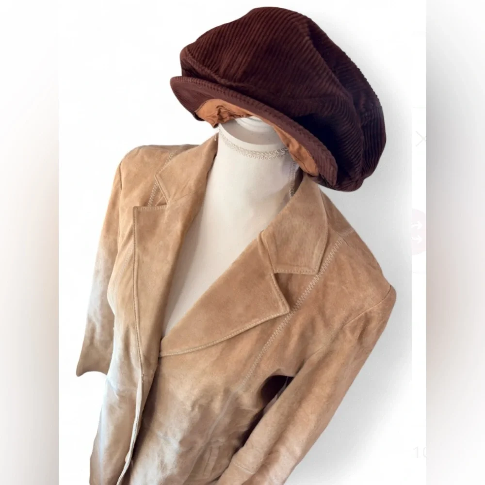 Vintage Brown Corduroy Newsboy Hat | Baker‎ Boy Cap | 90s Academia